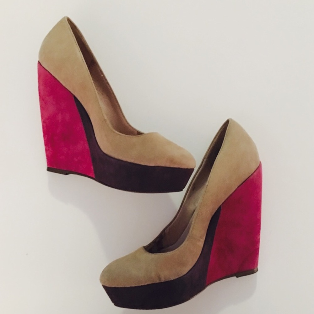 Steve Madden Wedges Suede Color Block - image 1